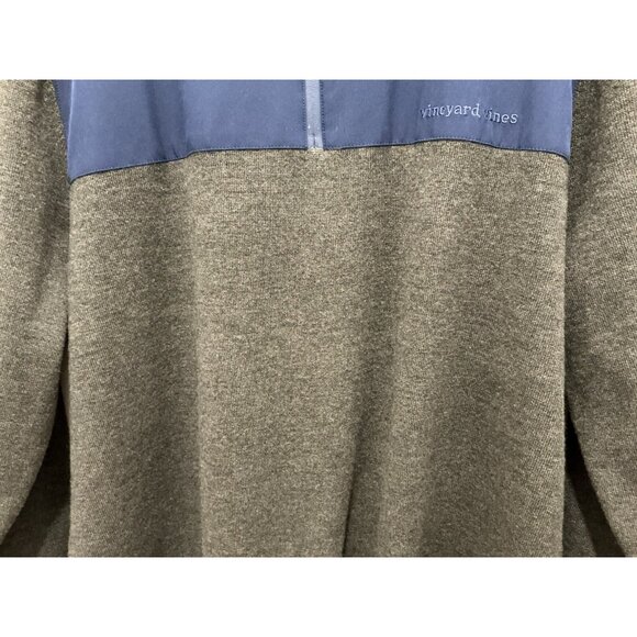 Vineyard Vines 1/4 Zip Pull Over Large Long Sleeve Blue & Gray Sweater - Picture 3 of 9